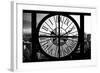 Giant Clock Window - View on the New York City - B&W Manhattan-Philippe Hugonnard-Framed Photographic Print