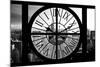 Giant Clock Window - View on the New York City - B&W Manhattan-Philippe Hugonnard-Mounted Photographic Print