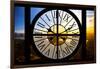 Giant Clock Window - View on the New York City - Beautiful Sunset-Philippe Hugonnard-Framed Photographic Print