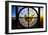 Giant Clock Window - View on the New York City - Beautiful Sunset-Philippe Hugonnard-Framed Photographic Print