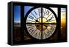 Giant Clock Window - View on the New York City - Beautiful Sunset-Philippe Hugonnard-Framed Stretched Canvas