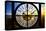 Giant Clock Window - View on the New York City - Beautiful Sunset-Philippe Hugonnard-Stretched Canvas