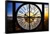 Giant Clock Window - View on the New York City - Beautiful Sunset-Philippe Hugonnard-Framed Stretched Canvas