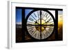 Giant Clock Window - View on the New York City - Beautiful Sunset-Philippe Hugonnard-Framed Photographic Print