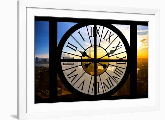 Giant Clock Window - View on the New York City - Beautiful Sunset-Philippe Hugonnard-Framed Photographic Print