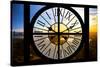 Giant Clock Window - View on the New York City - Beautiful Sunset-Philippe Hugonnard-Stretched Canvas