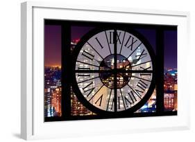 Giant Clock Window - View on the New York City by Night-Philippe Hugonnard-Framed Photographic Print