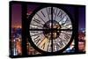 Giant Clock Window - View on the New York City by Night-Philippe Hugonnard-Stretched Canvas