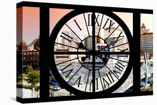 Giant Clock Window - View on the New York City - Car Wash-Philippe Hugonnard-Stretched Canvas