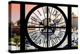 Giant Clock Window - View on the New York City - Car Wash-Philippe Hugonnard-Stretched Canvas