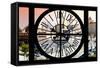Giant Clock Window - View on the New York City - Car Wash-Philippe Hugonnard-Framed Stretched Canvas