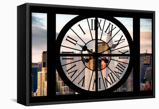 Giant Clock Window - View on the New York City - Chrysler Building-Philippe Hugonnard-Framed Stretched Canvas