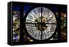 Giant Clock Window - View on the New York City - City of Lights-Philippe Hugonnard-Framed Stretched Canvas