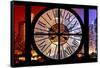 Giant Clock Window - View on the New York City - Colors Night-Philippe Hugonnard-Framed Stretched Canvas