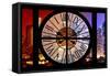 Giant Clock Window - View on the New York City - Colors Night-Philippe Hugonnard-Framed Stretched Canvas