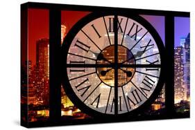 Giant Clock Window - View on the New York City - Colors Night-Philippe Hugonnard-Stretched Canvas