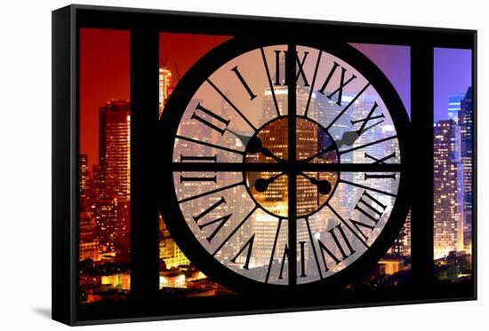 Giant Clock Window - View on the New York City - Colors Night-Philippe Hugonnard-Framed Stretched Canvas