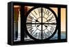 Giant Clock Window - View on the New York City - East River at Sunset-Philippe Hugonnard-Framed Stretched Canvas