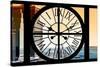 Giant Clock Window - View on the New York City - East River at Sunset-Philippe Hugonnard-Stretched Canvas