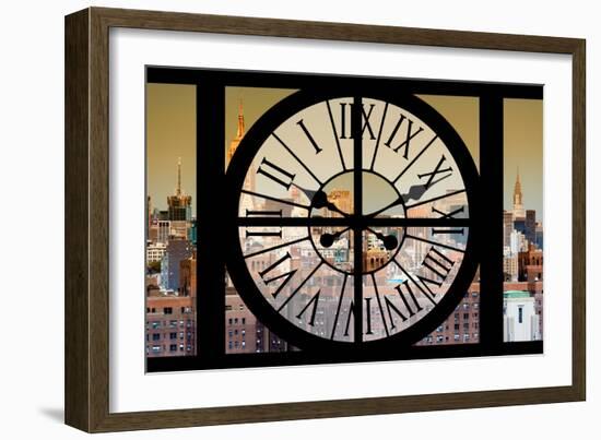 Giant Clock Window - View on the New York City - East Village Sunset-Philippe Hugonnard-Framed Photographic Print