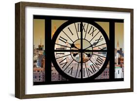 Giant Clock Window - View on the New York City - East Village Sunset-Philippe Hugonnard-Framed Photographic Print