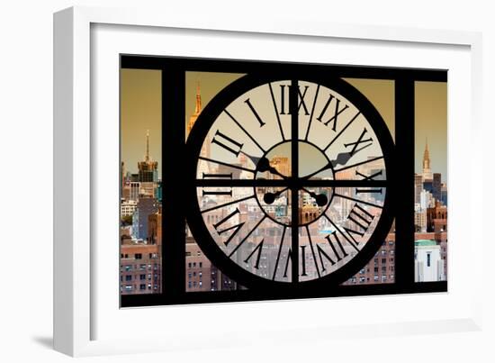 Giant Clock Window - View on the New York City - East Village Sunset-Philippe Hugonnard-Framed Photographic Print