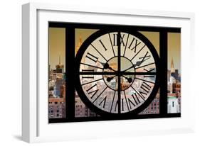 Giant Clock Window - View on the New York City - East Village Sunset-Philippe Hugonnard-Framed Photographic Print