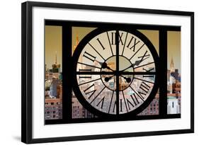 Giant Clock Window - View on the New York City - East Village Sunset-Philippe Hugonnard-Framed Photographic Print