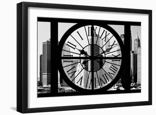 Giant Clock Window - View on the New York City - Financial District B&W-Philippe Hugonnard-Framed Photographic Print