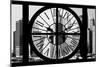Giant Clock Window - View on the New York City - Financial District B&W-Philippe Hugonnard-Mounted Photographic Print