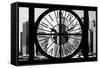 Giant Clock Window - View on the New York City - Financial District B&W-Philippe Hugonnard-Framed Stretched Canvas