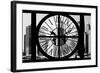 Giant Clock Window - View on the New York City - Financial District B&W-Philippe Hugonnard-Framed Photographic Print