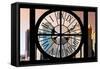 Giant Clock Window - View on the New York City - Financial District-Philippe Hugonnard-Framed Stretched Canvas