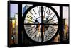 Giant Clock Window - View on the New York City - Garmen District-Philippe Hugonnard-Framed Stretched Canvas