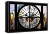 Giant Clock Window - View on the New York City - Garmen District-Philippe Hugonnard-Framed Stretched Canvas