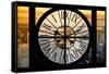 Giant Clock Window - View on the New York City - Harlem-Philippe Hugonnard-Framed Stretched Canvas