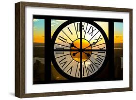 Giant Clock Window - View on the New York City - Hudson River Sunset II-Philippe Hugonnard-Framed Photographic Print