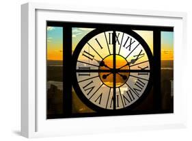 Giant Clock Window - View on the New York City - Hudson River Sunset II-Philippe Hugonnard-Framed Photographic Print