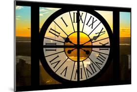 Giant Clock Window - View on the New York City - Hudson River Sunset II-Philippe Hugonnard-Mounted Photographic Print