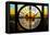 Giant Clock Window - View on the New York City - Hudson River Sunset II-Philippe Hugonnard-Framed Stretched Canvas