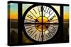 Giant Clock Window - View on the New York City - Hudson River Sunset II-Philippe Hugonnard-Stretched Canvas