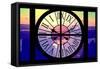 Giant Clock Window - View on the New York City - Hudson River Sunset-Philippe Hugonnard-Framed Stretched Canvas