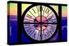 Giant Clock Window - View on the New York City - Hudson River Sunset-Philippe Hugonnard-Stretched Canvas