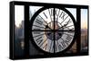 Giant Clock Window - View on the New York City - Manhattan at Sunset-Philippe Hugonnard-Framed Stretched Canvas