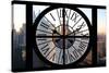 Giant Clock Window - View on the New York City - Manhattan at Sunset-Philippe Hugonnard-Stretched Canvas