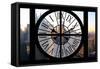 Giant Clock Window - View on the New York City - Manhattan at Sunset-Philippe Hugonnard-Framed Stretched Canvas