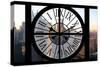 Giant Clock Window - View on the New York City - Manhattan at Sunset-Philippe Hugonnard-Stretched Canvas