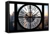 Giant Clock Window - View on the New York City - Manhattan at Sunset-Philippe Hugonnard-Framed Stretched Canvas