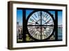 Giant Clock Window - View on the New York City - Manhattan Bridge-Philippe Hugonnard-Framed Photographic Print
