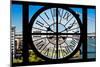 Giant Clock Window - View on the New York City - Manhattan Bridge-Philippe Hugonnard-Mounted Photographic Print